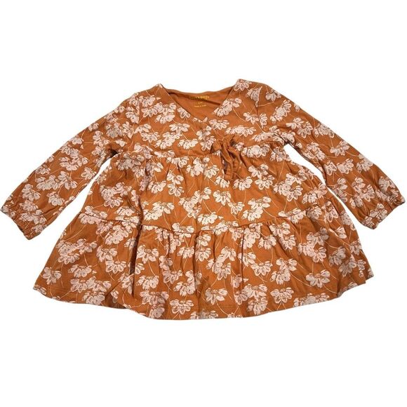 Burt's Bees Other - Burt’s Bees‎ Baby Orange & White Organic Cotton Tunic Top - Size 12 Months